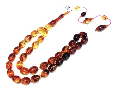 USTA İŞÇİLİK SIFIR DELİM SARI - KIRMIZI  SIKMA KEHRİBAR TESBİH