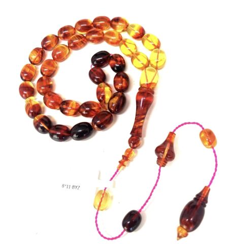 USTA İŞÇİLİK SIFIR DELİM SARI - KIRMIZI  SIKMA KEHRİBAR TESBİH