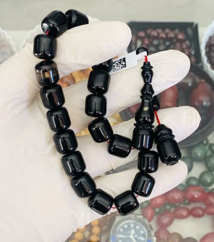 EFE MASKOT BOY SİYAH KEHRİBAR TESBİH