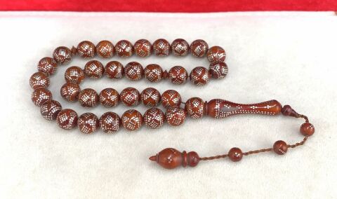 KUKA GÜMÜŞ ÇAKIMLI YUVARLAK SİSTEMLİ TESBİH