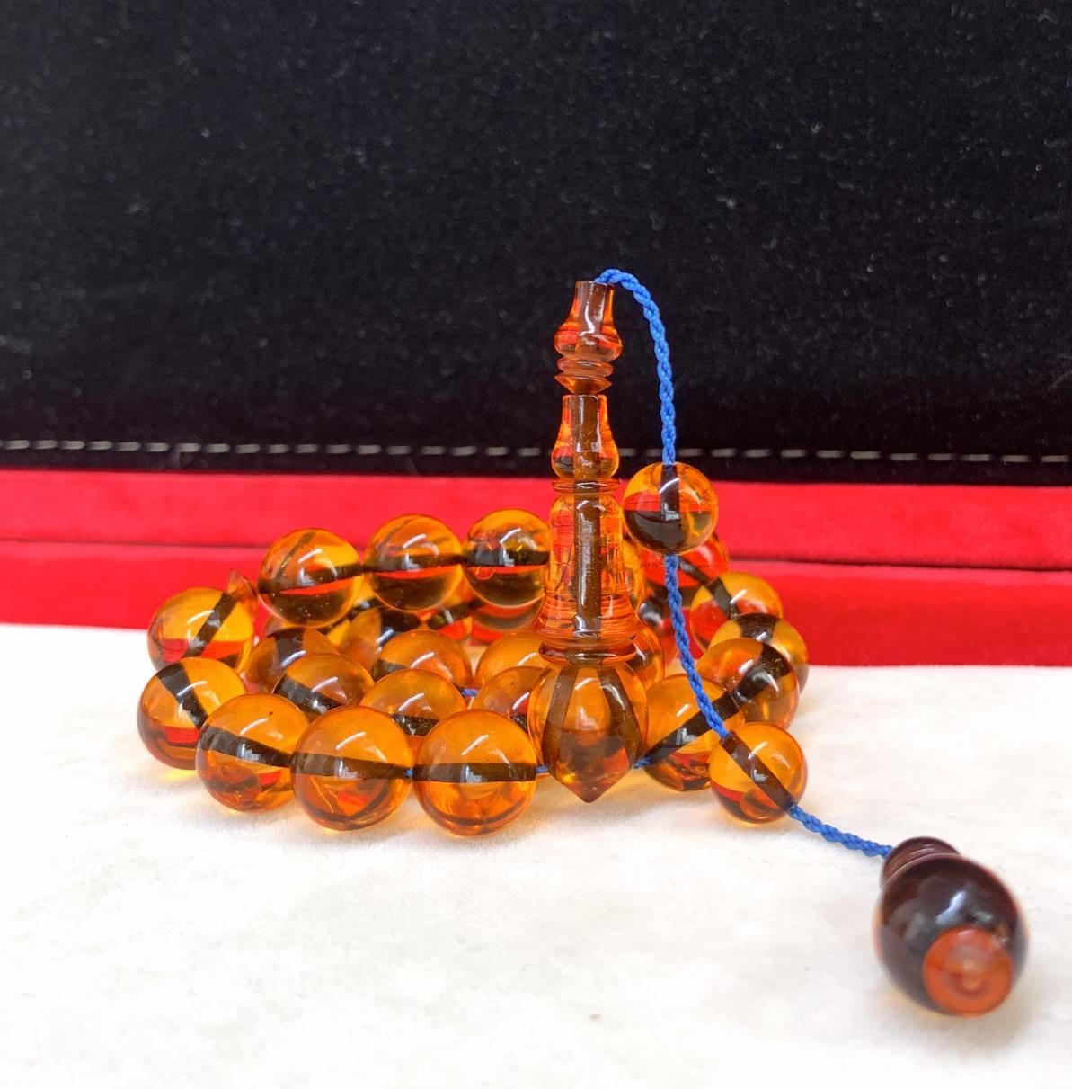 BAL RENGİ KÜRE MODEL ATEŞ KEHRİBAR TESBİH