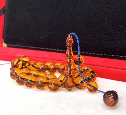 BAL RENGİ KÜRE MODEL ATEŞ KEHRİBAR TESBİH