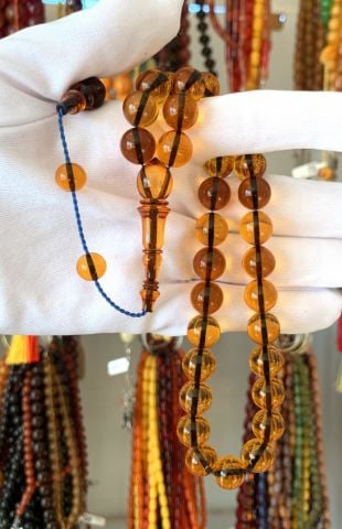 BAL RENGİ KÜRE MODEL ATEŞ KEHRİBAR TESBİH