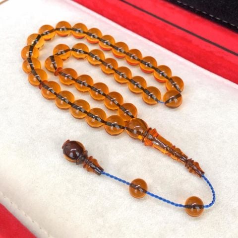 BAL RENGİ KÜRE MODEL ATEŞ KEHRİBAR TESBİH