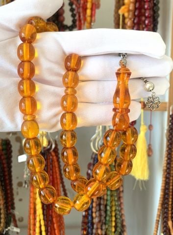 İRİ BOY  BAL RENGİ KATALİN TESBİH