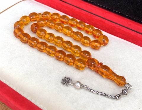 İRİ BOY  BAL RENGİ KATALİN TESBİH