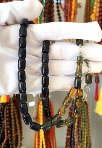 LACİVERT ATEŞ-İ SIKMA KEHRİBAR TESBİH