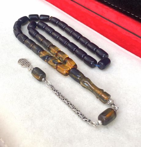 LACİVERT ATEŞ-İ SIKMA KEHRİBAR TESBİH