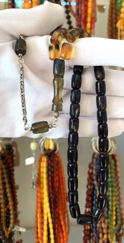 LACİVERT ATEŞ-İ SIKMA KEHRİBAR TESBİH