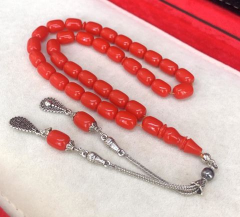 KIRMIZI KAPSÜL MODEL SIKMA KEHRİBAR TESBİH