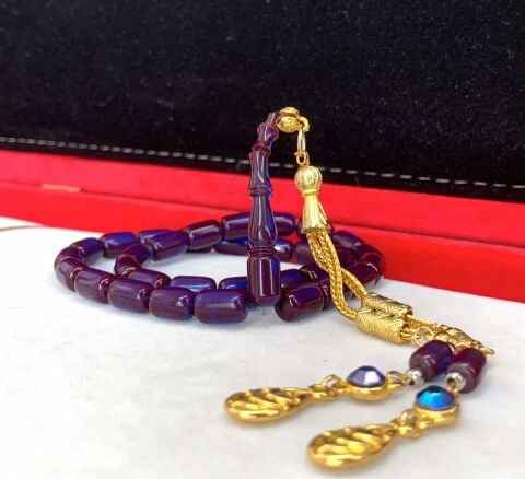 MAVİ MÜRDÜM  ATEŞ  KEHRİBAR TESBİH