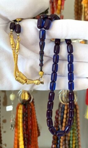 MAVİ MÜRDÜM  ATEŞ  KEHRİBAR TESBİH