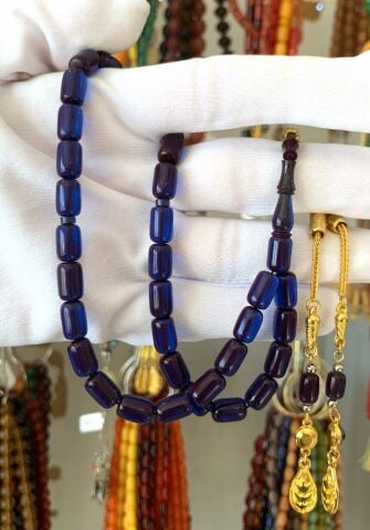 MAVİ MÜRDÜM  ATEŞ  KEHRİBAR TESBİH