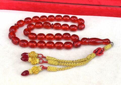 BAKIR KAZAZLI KIRMIZI  NECEF KATALİN TESBİH