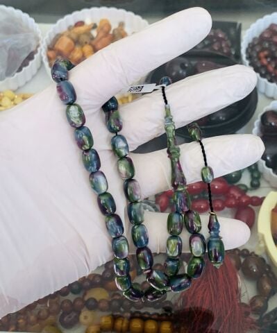 YEŞİL - MOR GALALİT TESBİH KAPSÜL MODEL