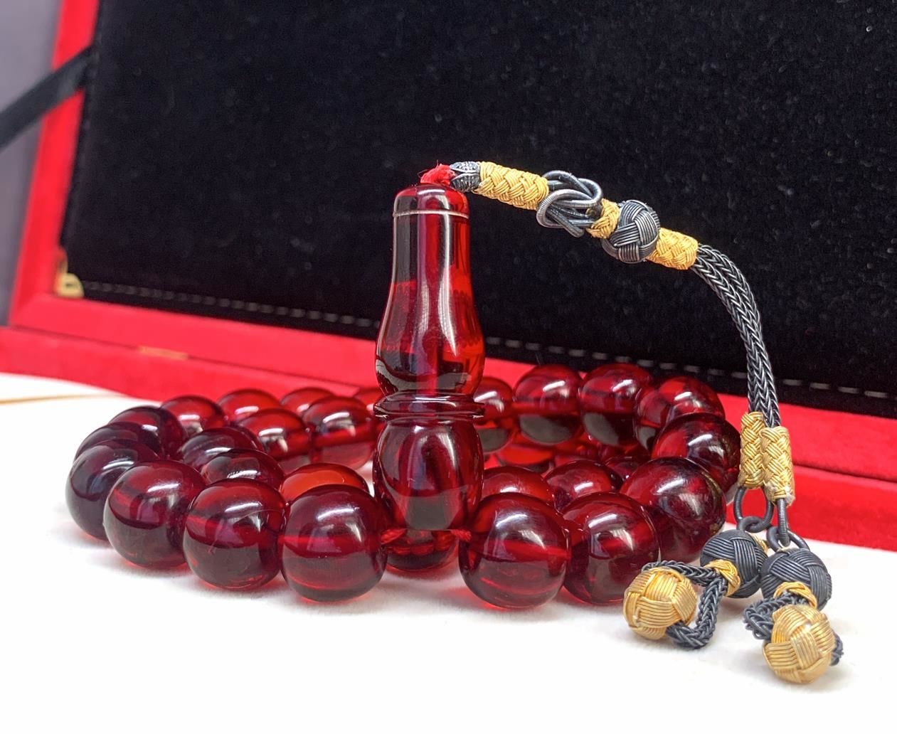 İRİ BOY KIRMIZI  NECEF KATALİN TESBİH