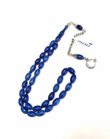 HARELİ MAVİ  KATALİN TESBİH BEYZİ MODEL ALPAKA PÜSKÜL