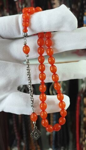 TURUNCU ZAR BEYZİ MODEL KEHRİBAR TESBİH