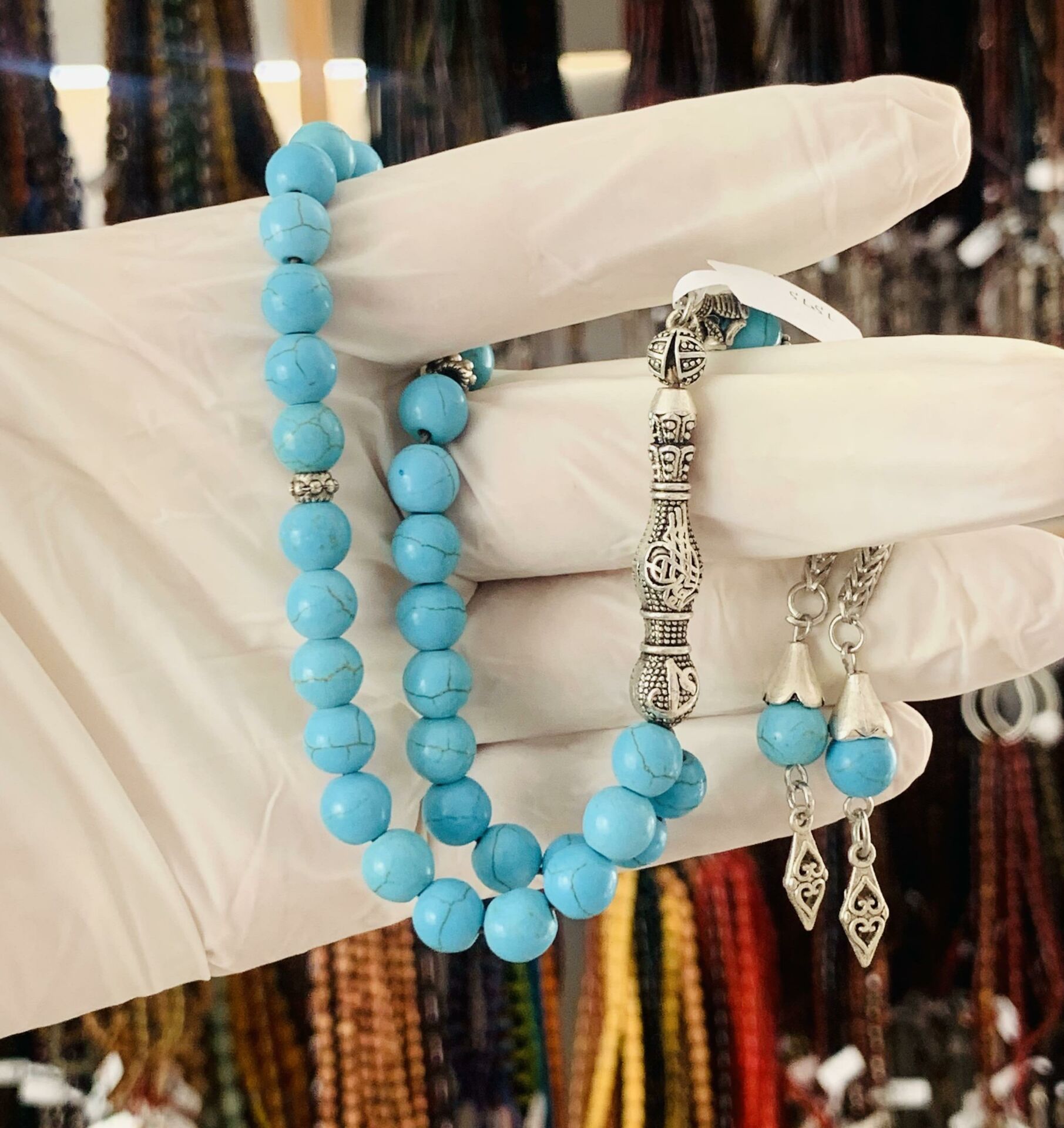 FİRUZE DOĞAL TAŞ TESBİH MAVİ KÜRE MODEL