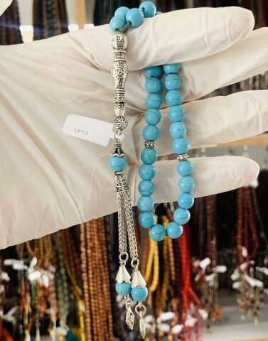 FİRUZE DOĞAL TAŞ TESBİH MAVİ KÜRE MODEL