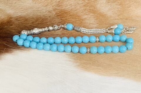 FİRUZE DOĞAL TAŞ TESBİH MAVİ KÜRE MODEL