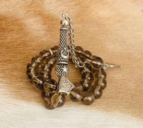 DUMANLI QUARZ DOĞAL TAŞ TESBİH KÜRE MODEL