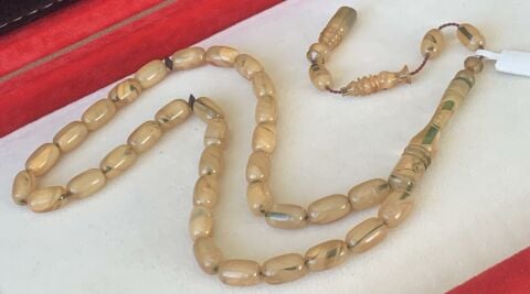 SIKMA KEHRİBAR TESBİH KREM RENGİ KAPSÜL MODEL