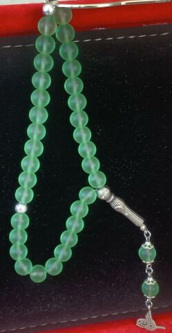 AKİK DOĞAL TAŞ YEŞİL TESBİH KÜRE MODEL