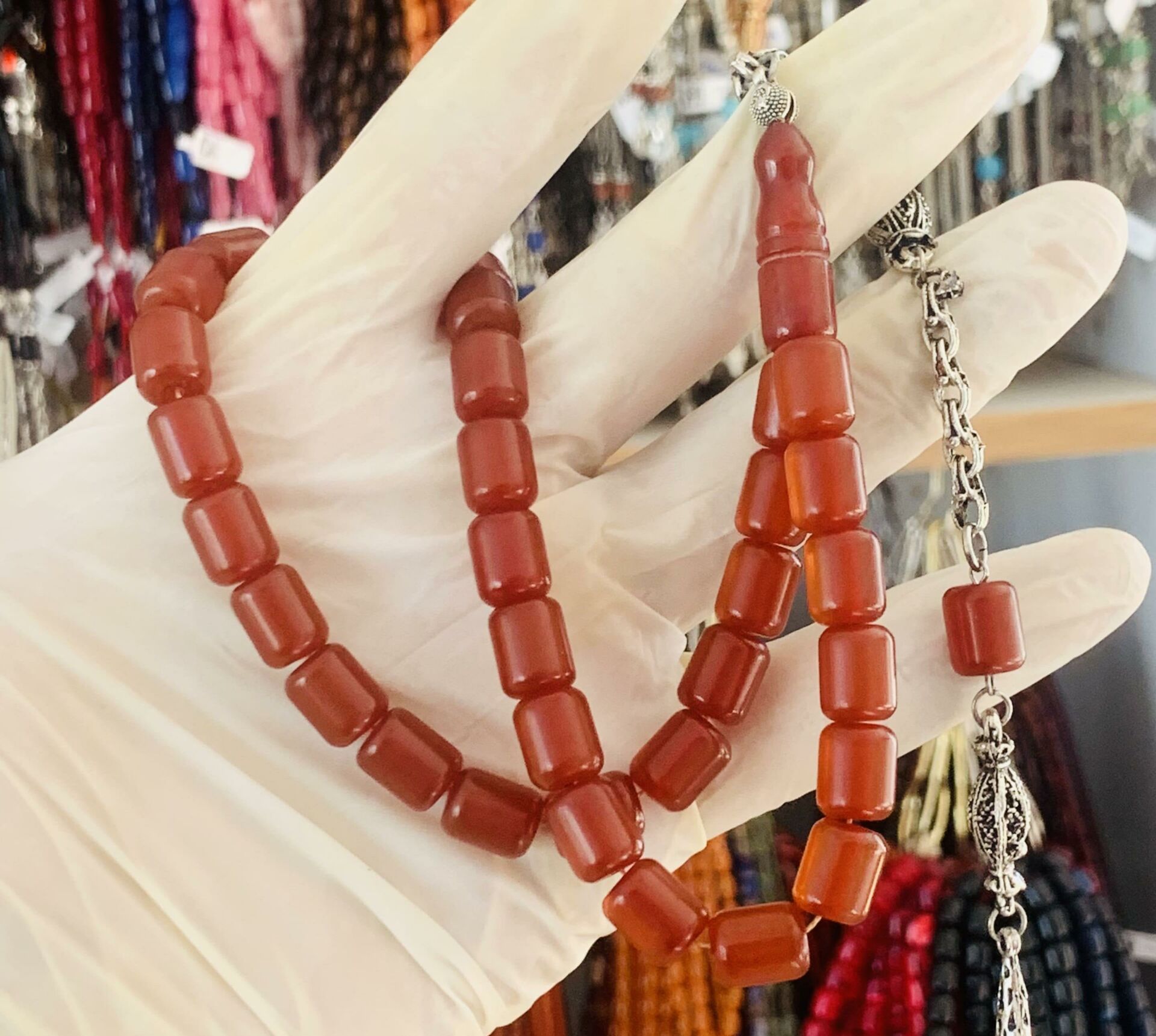 ESKİ MALZEME ALMAN SIKMA KEHRİBAR TESBİH KAPSÜL MODEL