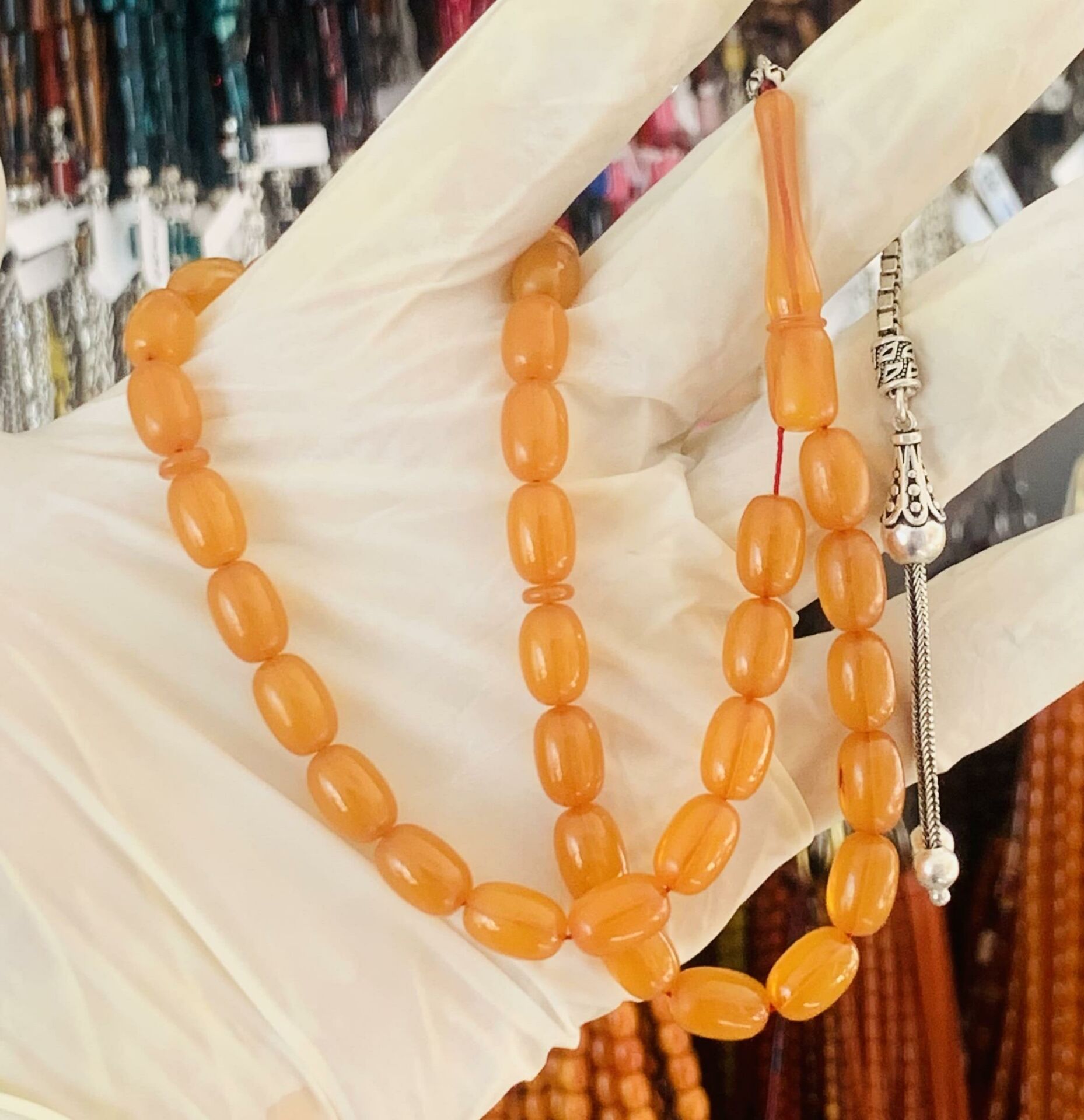 ESKİ MALZEME ALMAN ZAR KEHRİBAR TESBİH SARI KAPSÜL MODEL