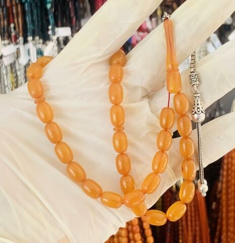 ESKİ MALZEME ALMAN ZAR KEHRİBAR TESBİH SARI KAPSÜL MODEL