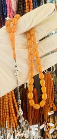 ESKİ MALZEME ALMAN ZAR KEHRİBAR TESBİH SARI KAPSÜL MODEL