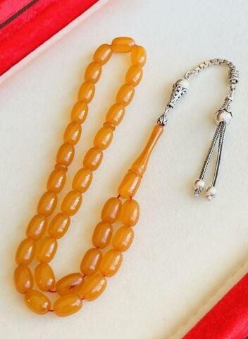 ESKİ MALZEME ALMAN ZAR KEHRİBAR TESBİH SARI KAPSÜL MODEL