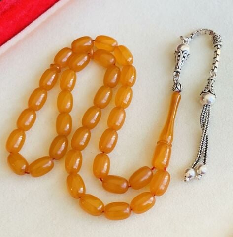 ESKİ MALZEME ALMAN ZAR KEHRİBAR TESBİH SARI KAPSÜL MODEL