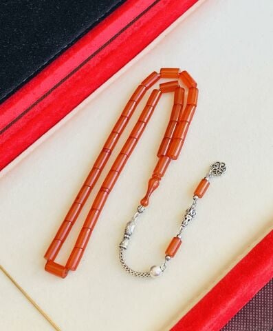 ÖZEL DÖKÜM SIKMA KEHRİBAR TESBİH TURUNCU KESME MODEL