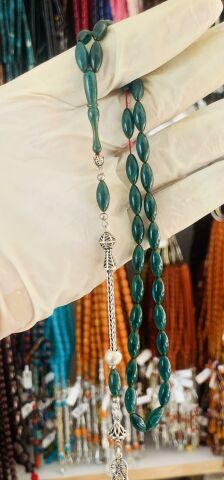 ÖZEL DÖKÜM SIKMA KEHRİBAR TESBİH TURKUAZ ARPA MODEL