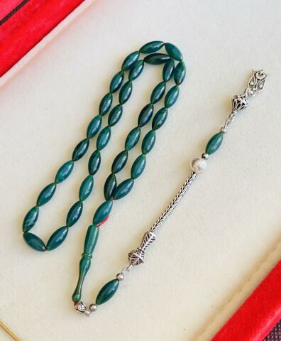 ÖZEL DÖKÜM SIKMA KEHRİBAR TESBİH TURKUAZ ARPA MODEL