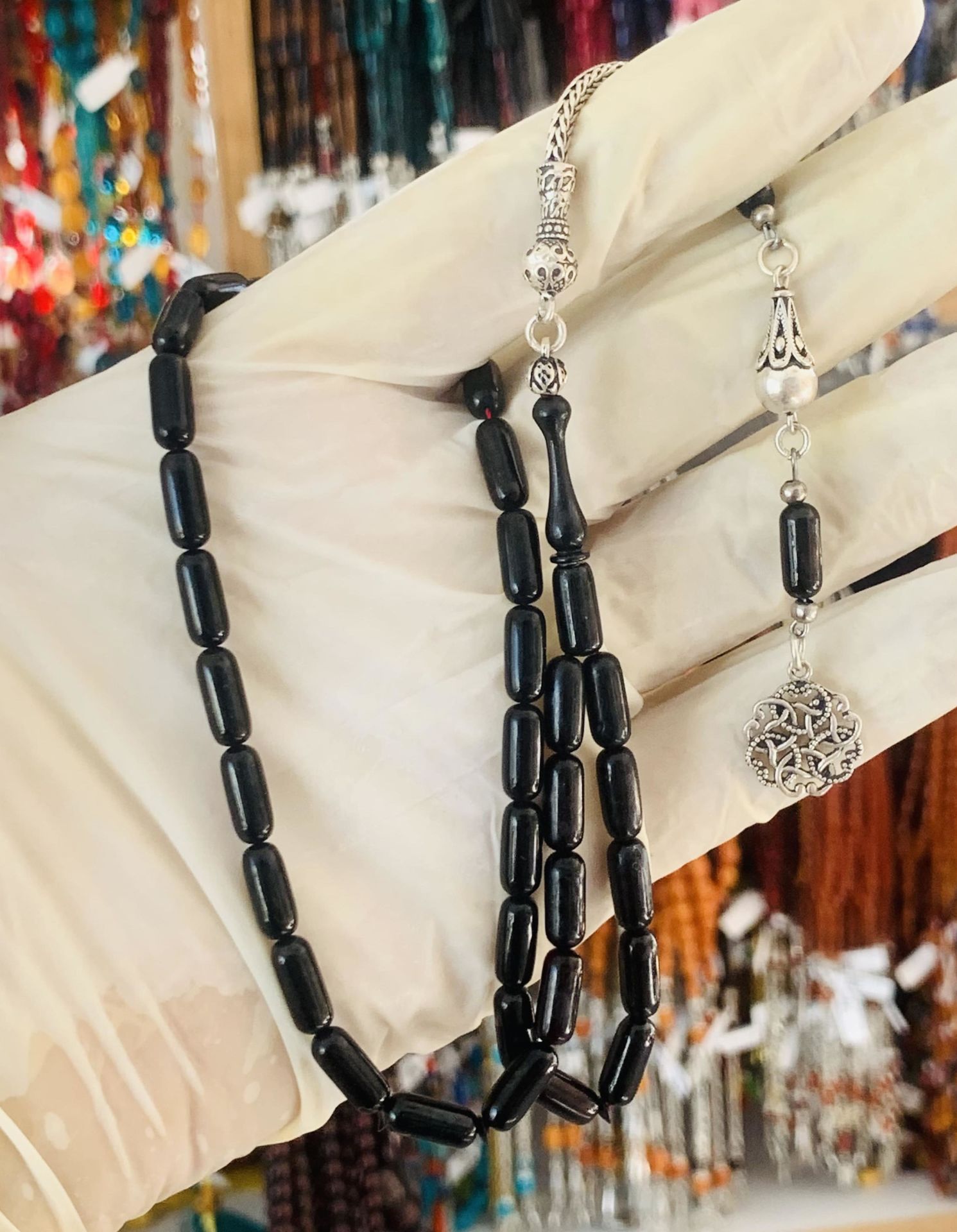 ÖZEL DÖKÜM SIKMA KEHRİBAR TESBİH SİMLİ SİYAH KAPSÜL MODEL