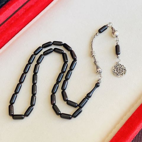 ÖZEL DÖKÜM SIKMA KEHRİBAR TESBİH SİMLİ SİYAH KAPSÜL MODEL