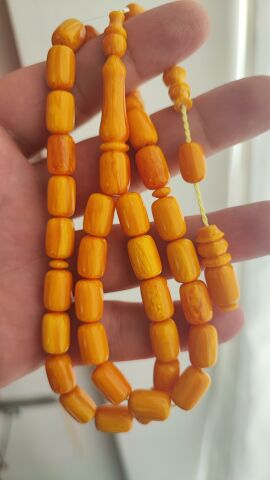 ÇUBUK KATALİN SARI FUL HARELİ DİK DAMAR  TESBİH