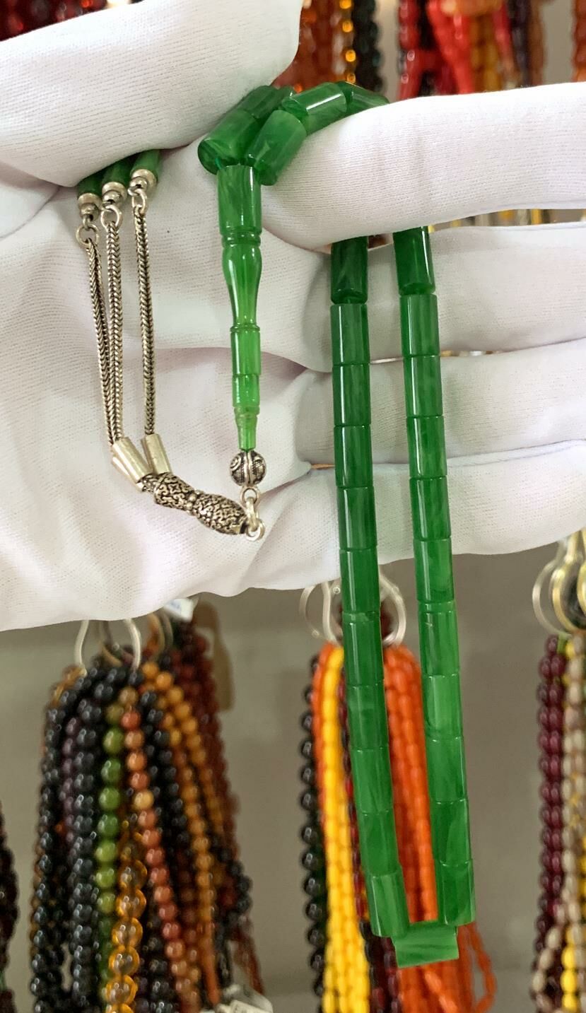 ESKİ MALZEMEDEN HARELİ YEŞİL KATALİN TESBİH