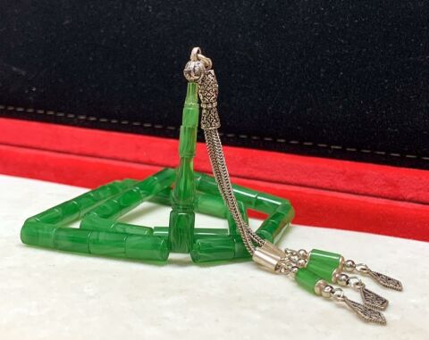 ESKİ MALZEMEDEN HARELİ YEŞİL KATALİN TESBİH