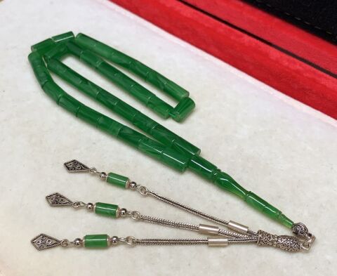 ESKİ MALZEMEDEN HARELİ YEŞİL KATALİN TESBİH