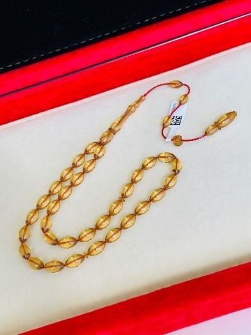 ESKİ MALZEME SARI ŞEFFAF ÇUBUK KATALİN TESBİH ARPA MODEL