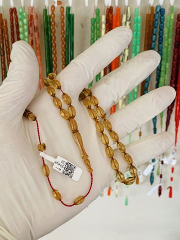 ESKİ MALZEME SARI ŞEFFAF ÇUBUK KATALİN TESBİH ARPA MODEL