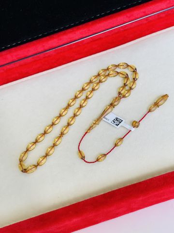 ESKİ MALZEME SARI ŞEFFAF ÇUBUK KATALİN TESBİH ARPA MODEL