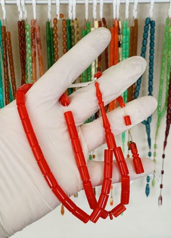 ESKİ MALZEME KIRMIZI ÇUBUK KATALİN TESBİH KESME MODEL