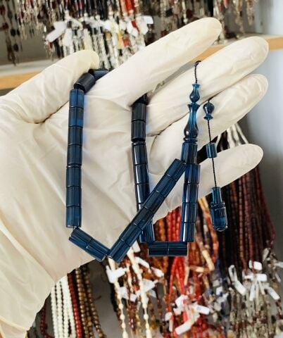 ESKİ MALZEME KATALİN LACİVERT KESME MODEL TESBİH