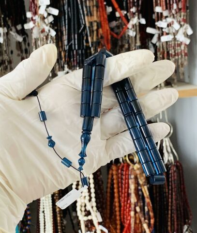 ESKİ MALZEME KATALİN LACİVERT KESME MODEL TESBİH