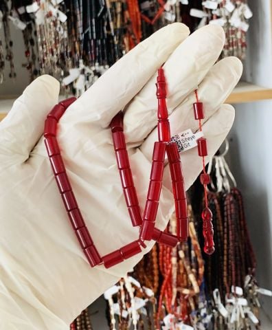 ESKİ ÇUBUK MALZEME KATALİN KIRMIZI KAPSÜL MODEL TESBİH